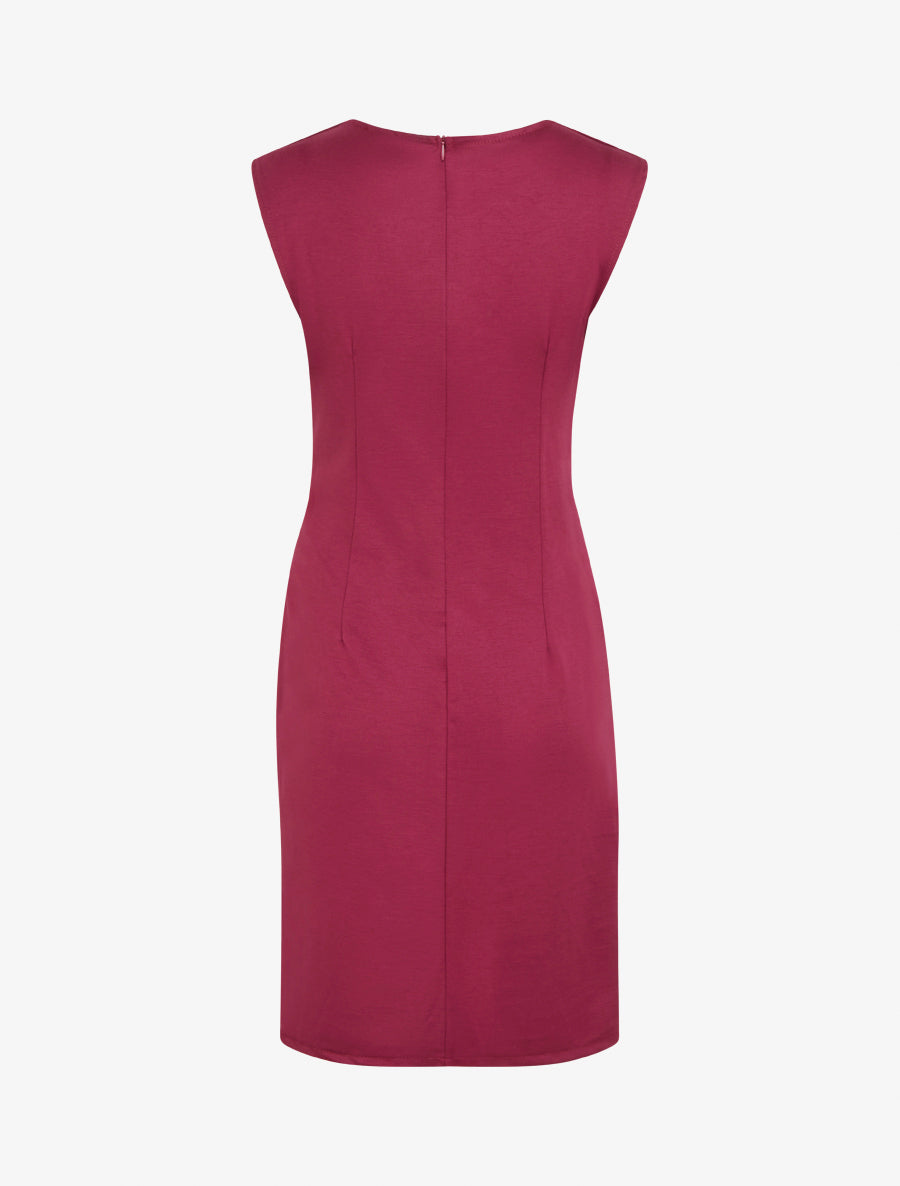 Robe droite drapée à empiècement bijou - Bordeaux - 2