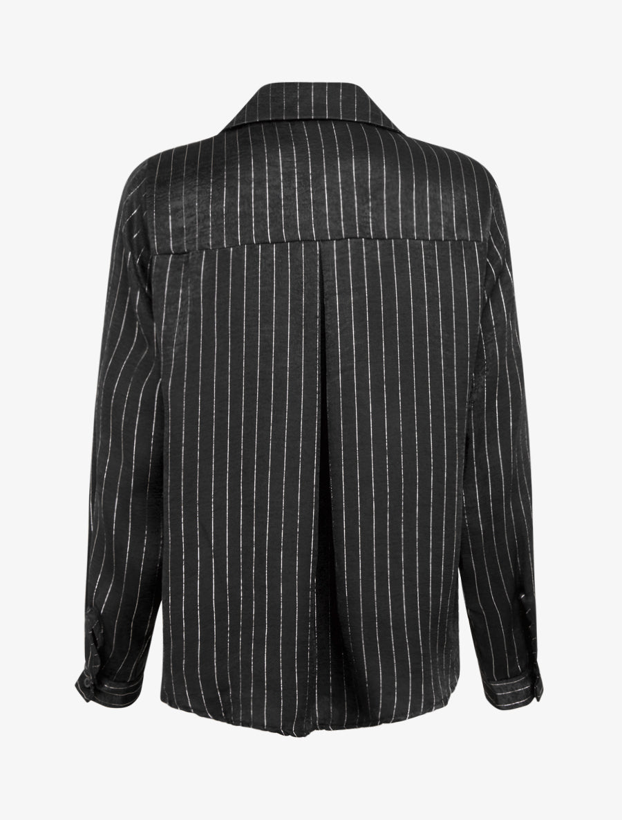 Chemise fluide à rayures irisées coupe droite - Noir - 2
