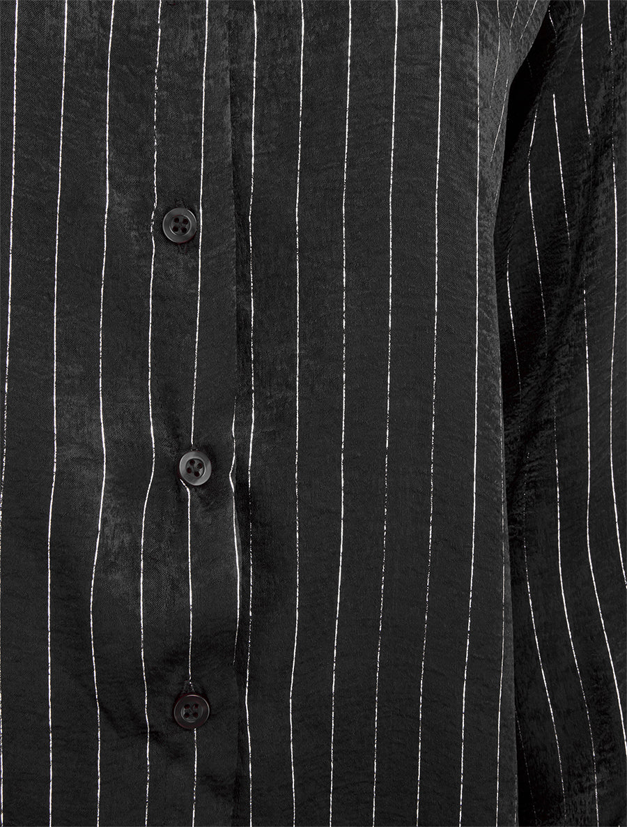 Chemise fluide à rayures irisées coupe droite - Noir - 3