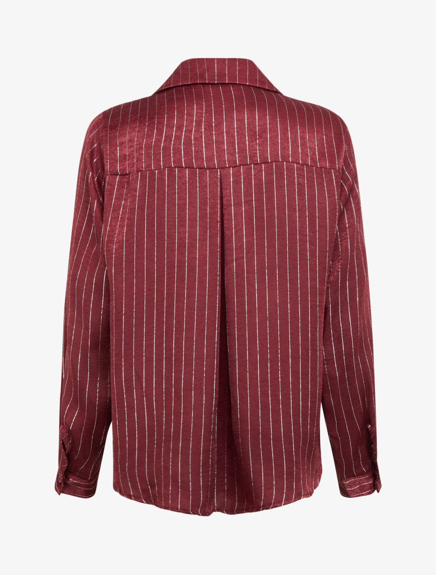 Chemise fluide à rayures irisées coupe droite - Bordeaux - 2