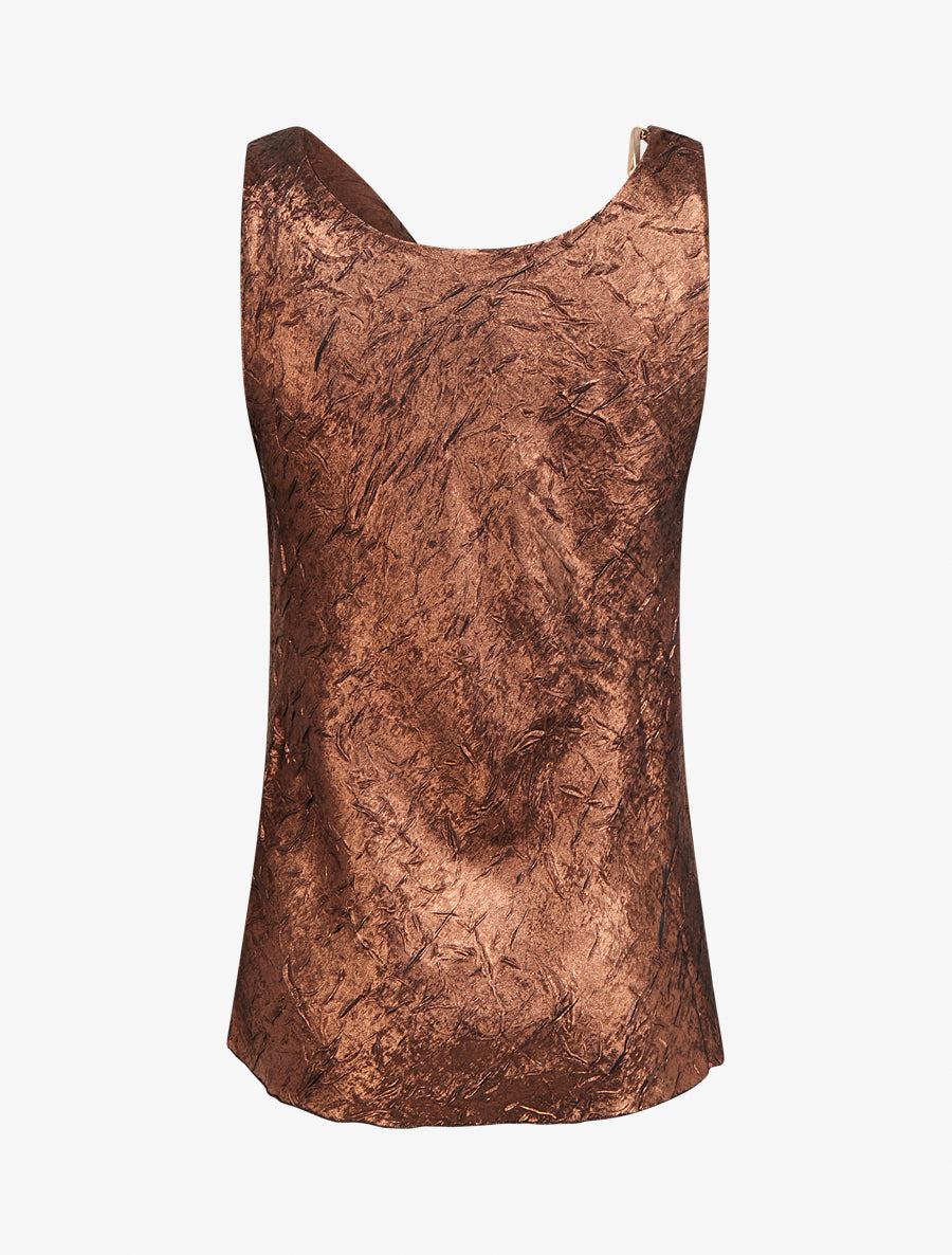 Top droit irisé à col bénitier - Rouille - 2