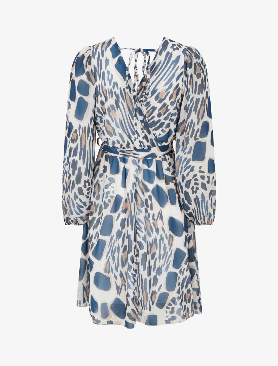 Robe à dos nu V imprimé fantaisie - Marine - 2