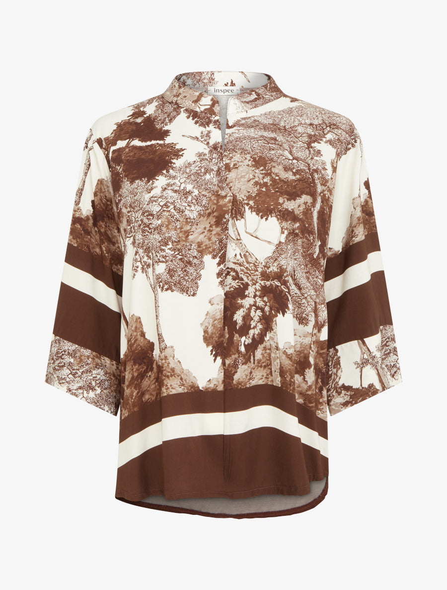 Top ample imprimé arbre - Marron - 1