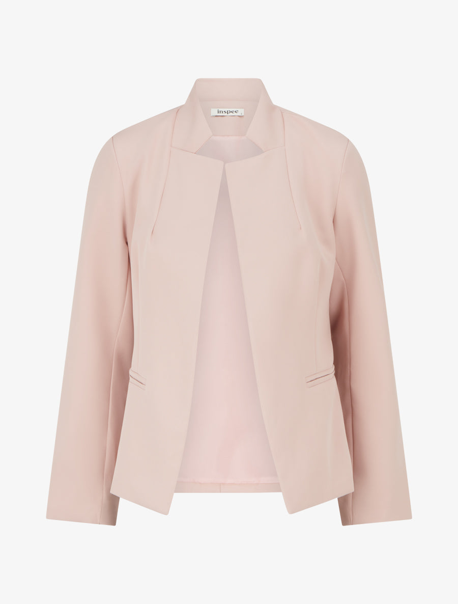 Blazer uni basique - Rose poudré - 1