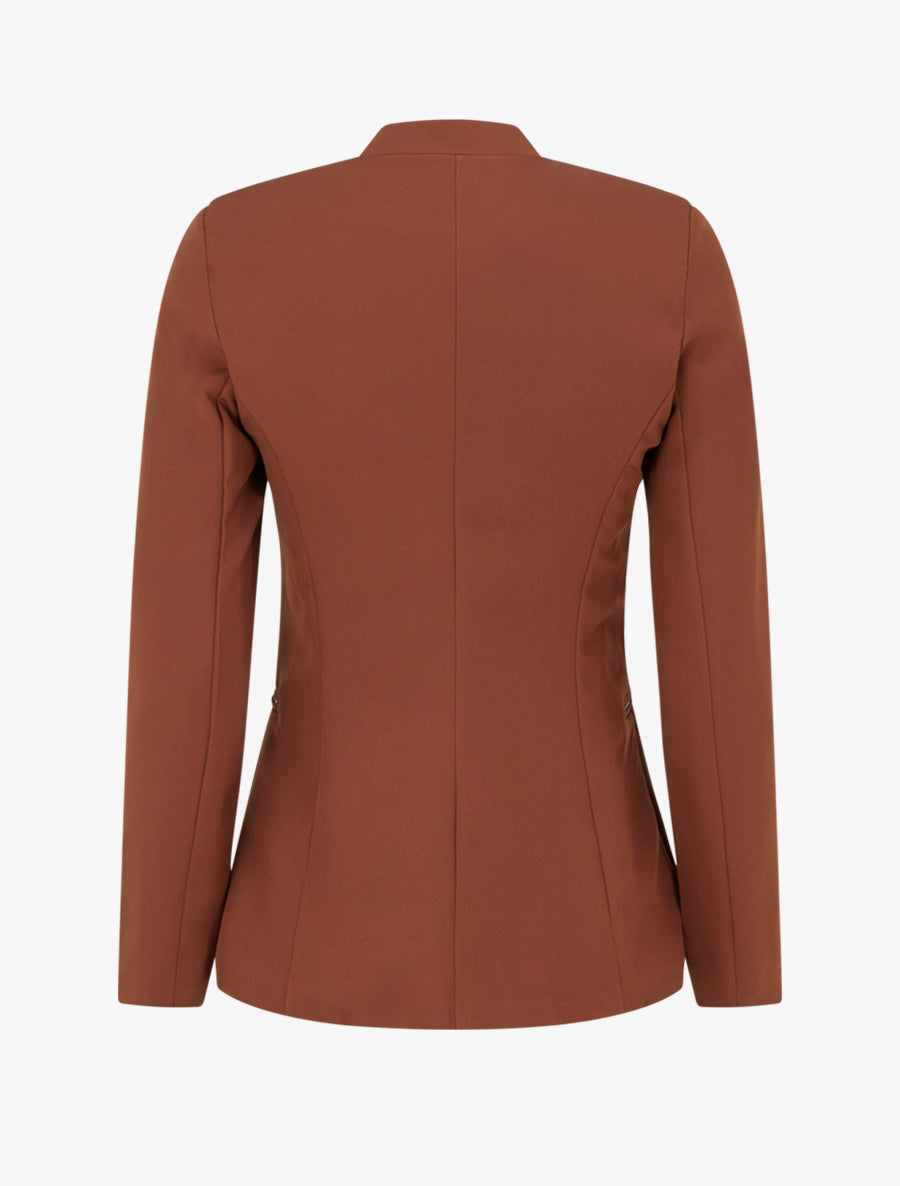 Veste unie à poches décoratives zippées - Camel - 2