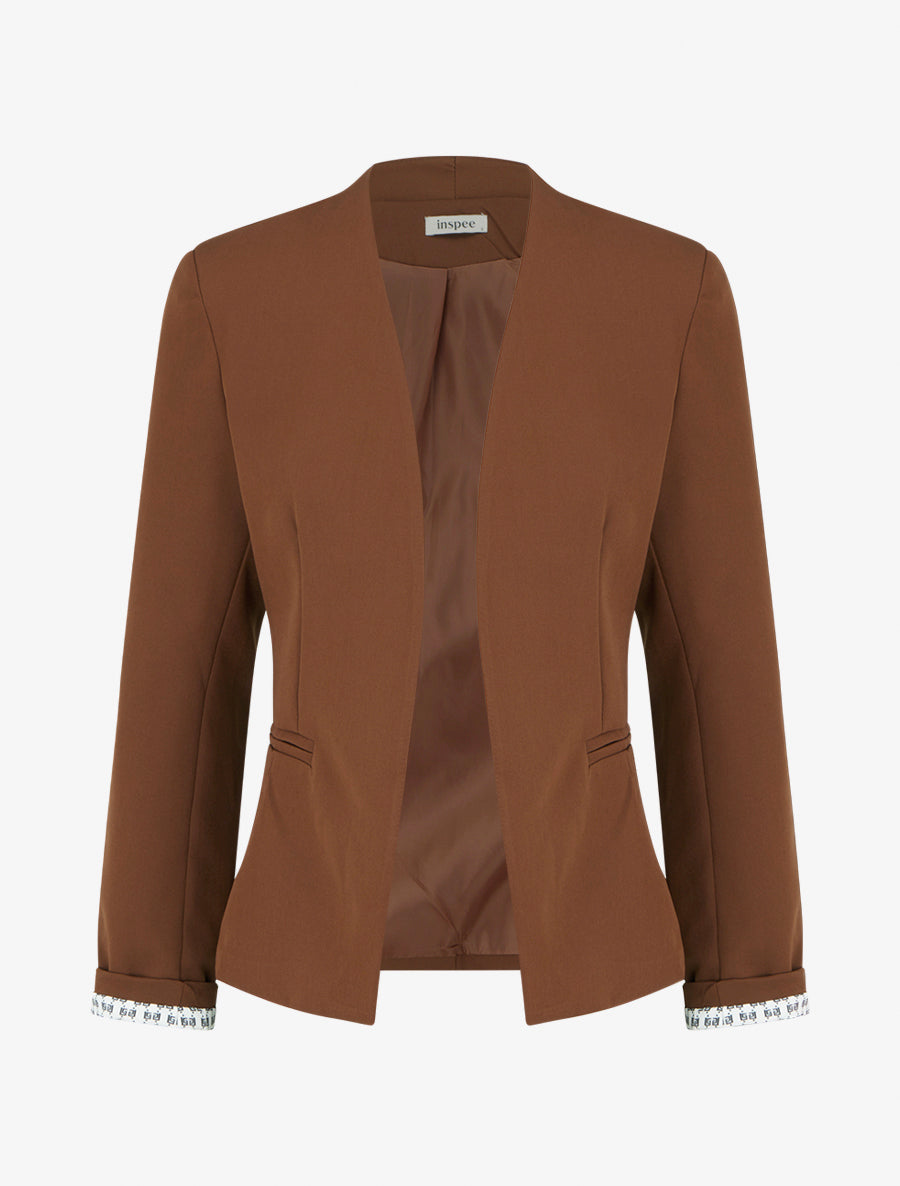 Recht jasje met schoudervullingen - Bruin
