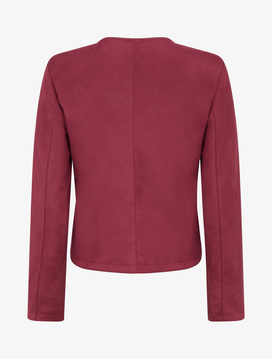 Veste courte ouverte en suédine - Bordeaux - 2