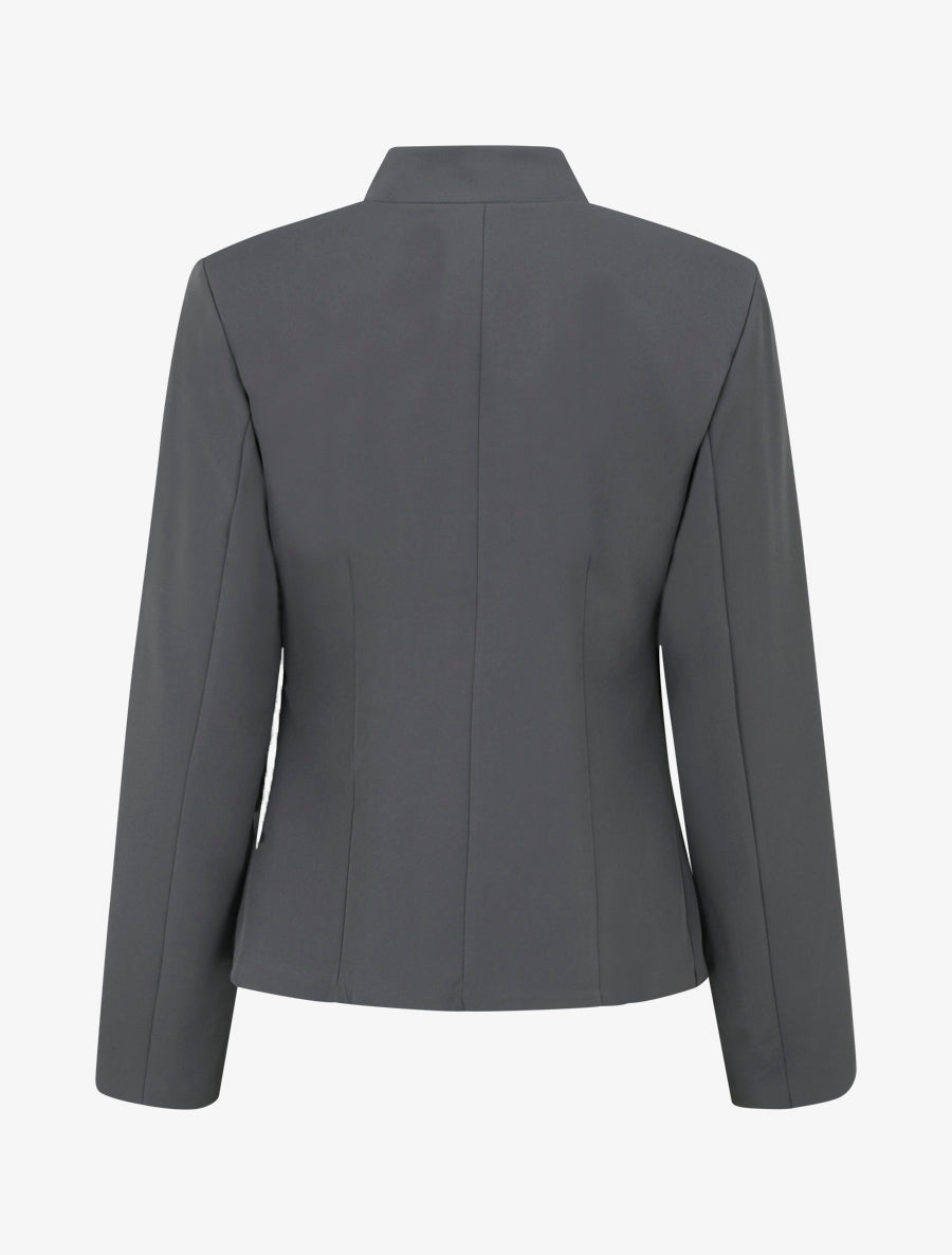 Blazer boutonné à épaulettes - Gris - 2
