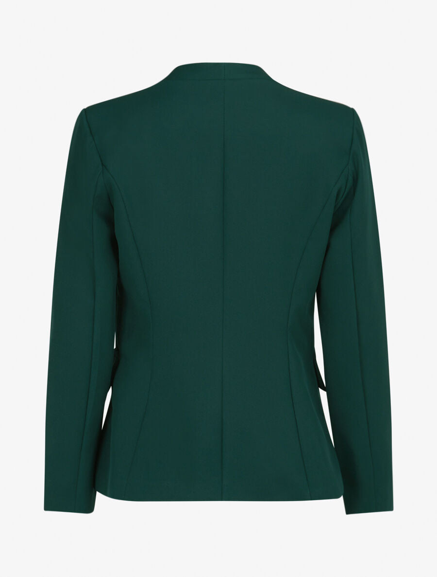 Veste à col droit et bord cranté - Vert forêt - 2