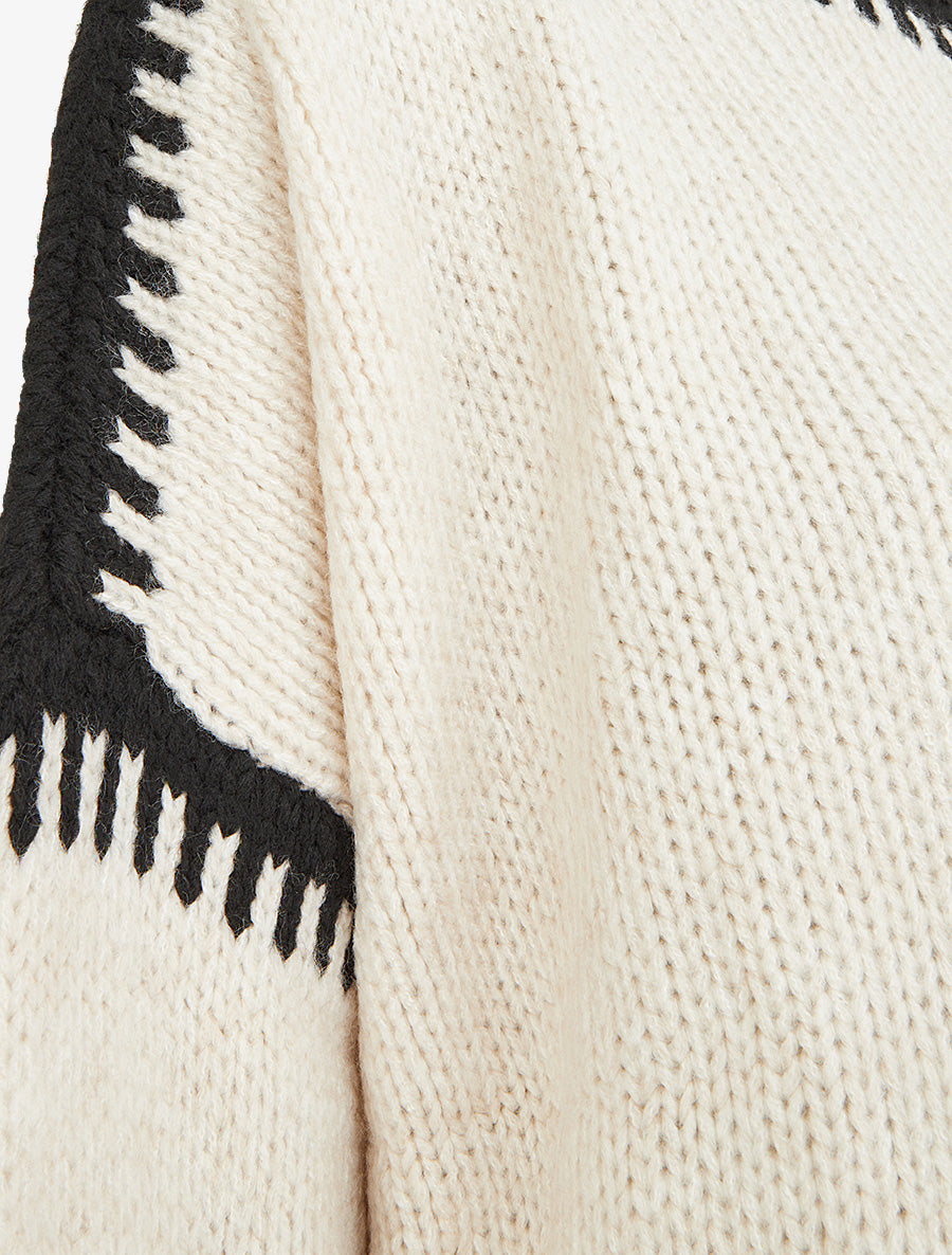 Pull en maille uni à bandes contrastantes - Beige - 3