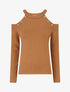 Pull côtelé à épaules dénudées - Camel - 1