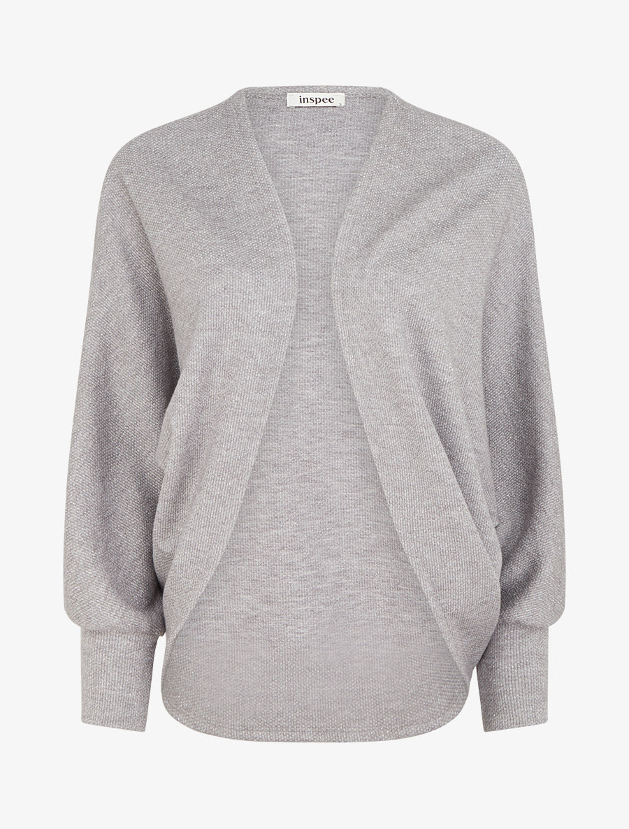 Gilet uni irisé à manches chauves-souris - Gris - 1