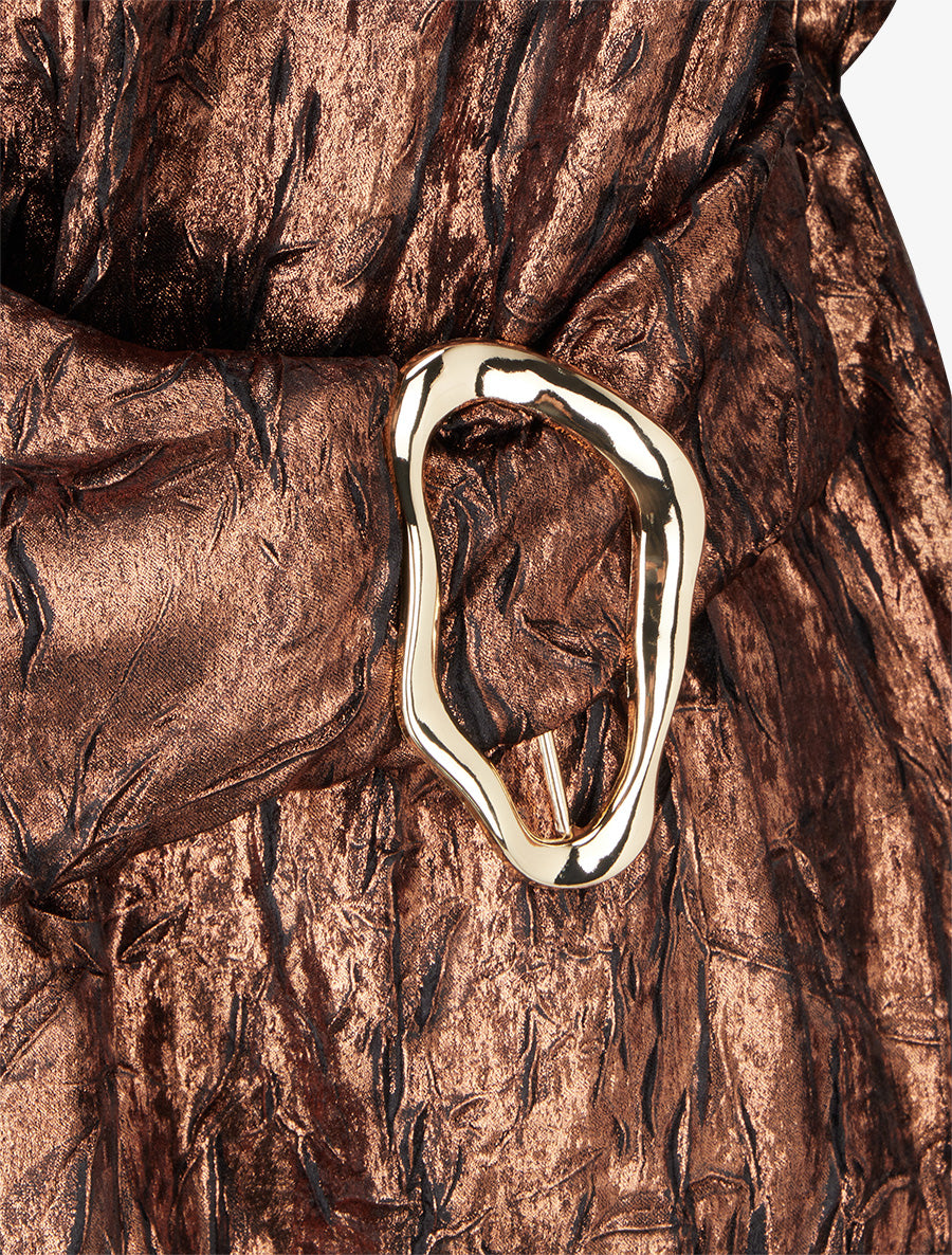 Blouse irisée élastiquée à col cache-coeur - Bronze - 3