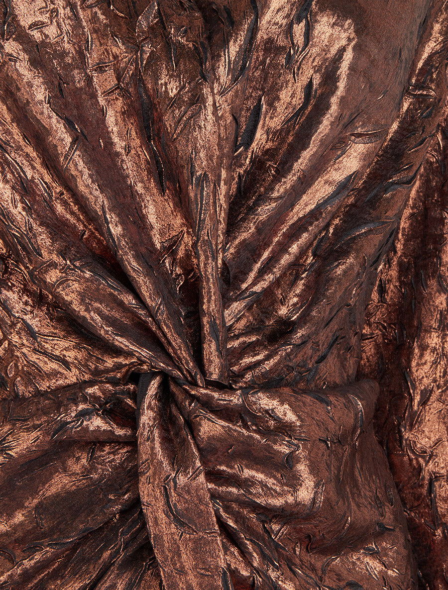 Blouse irisée élastiquée à manches longues - Bronze - 3