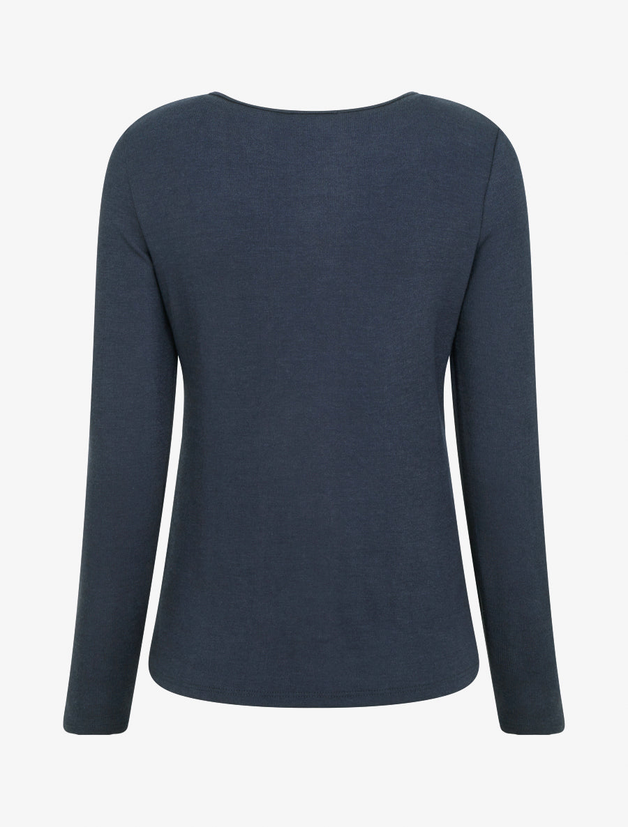 Pull fin à empiècement bijou strassé - Marine - 2