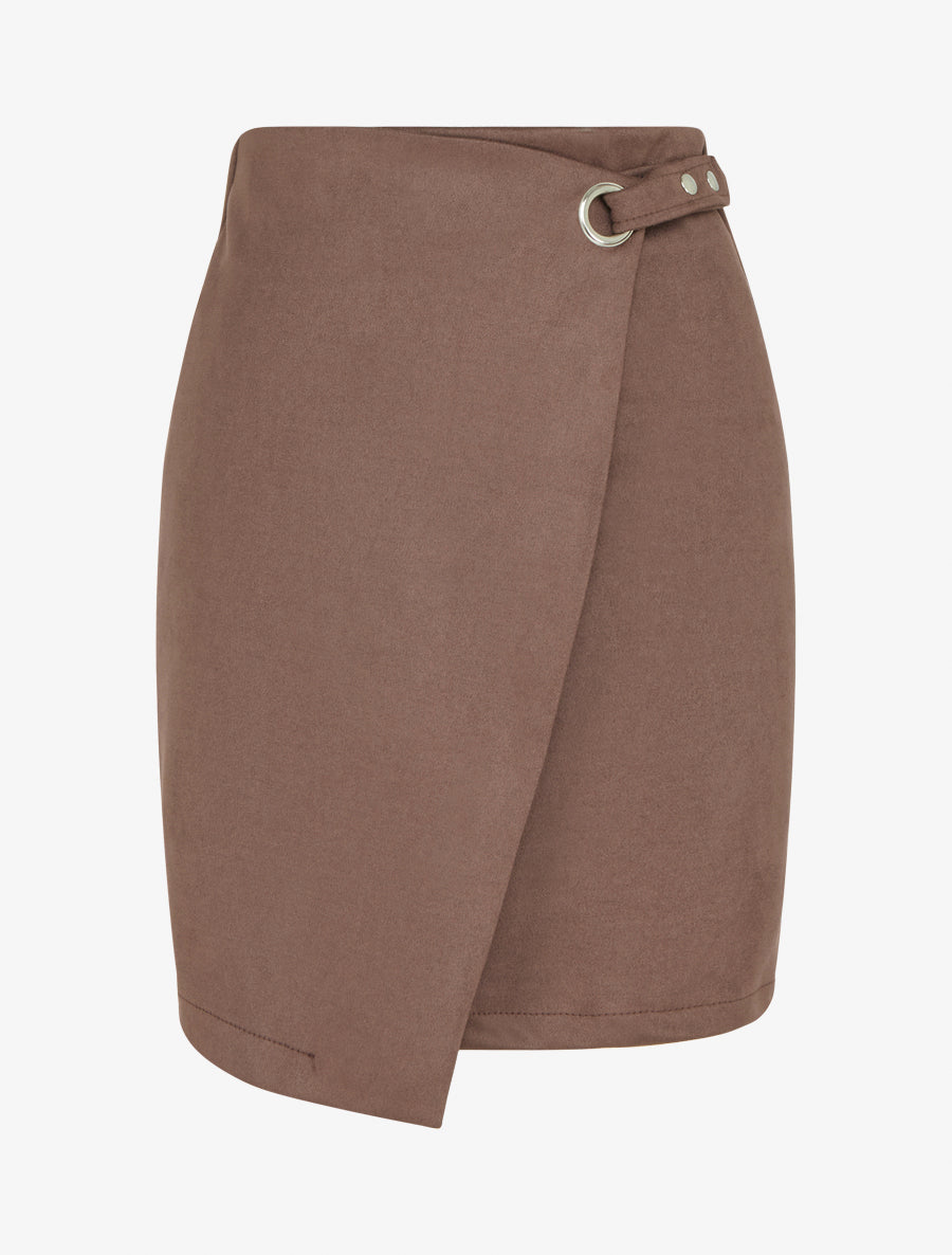 Jupe style portefeuille à oeillet - Marron - 1