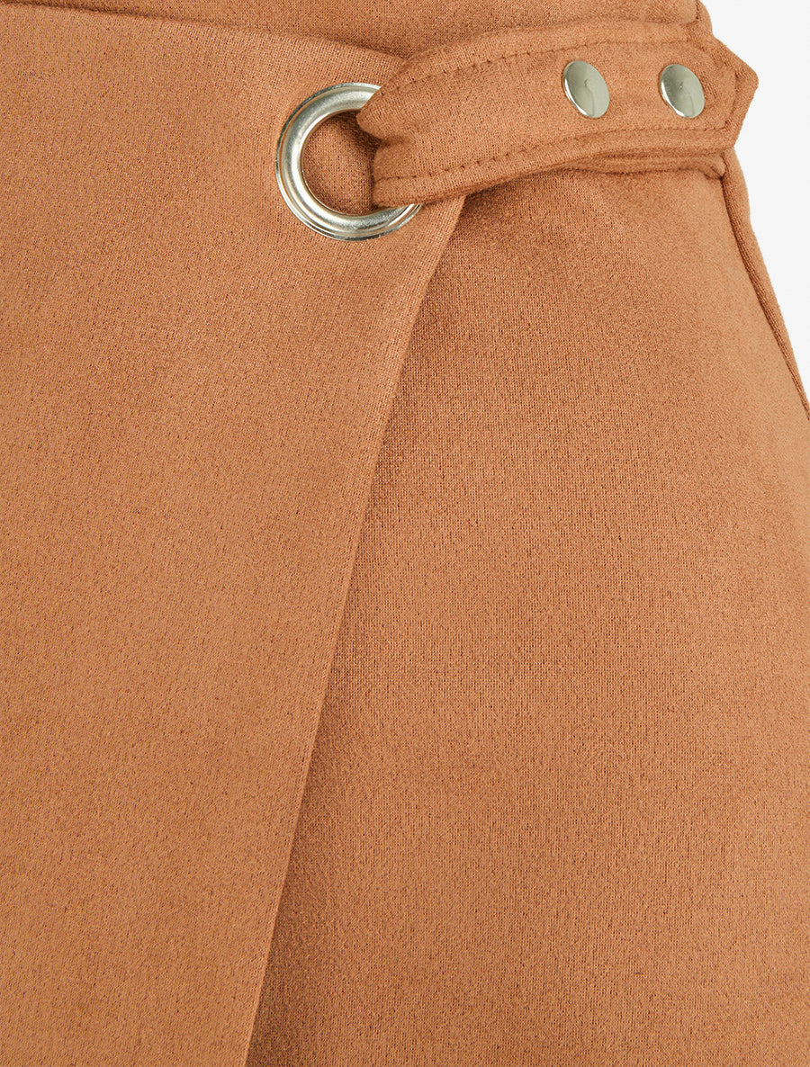 Jupe style portefeuille à oeillet - Camel - 3