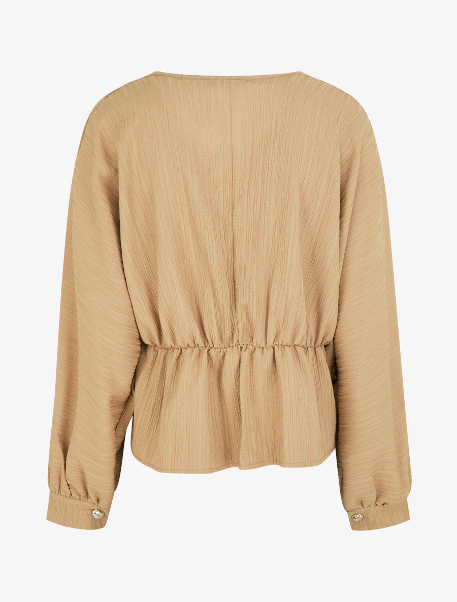 Blouse fluide à boutons décoratifs - Taupe - 2