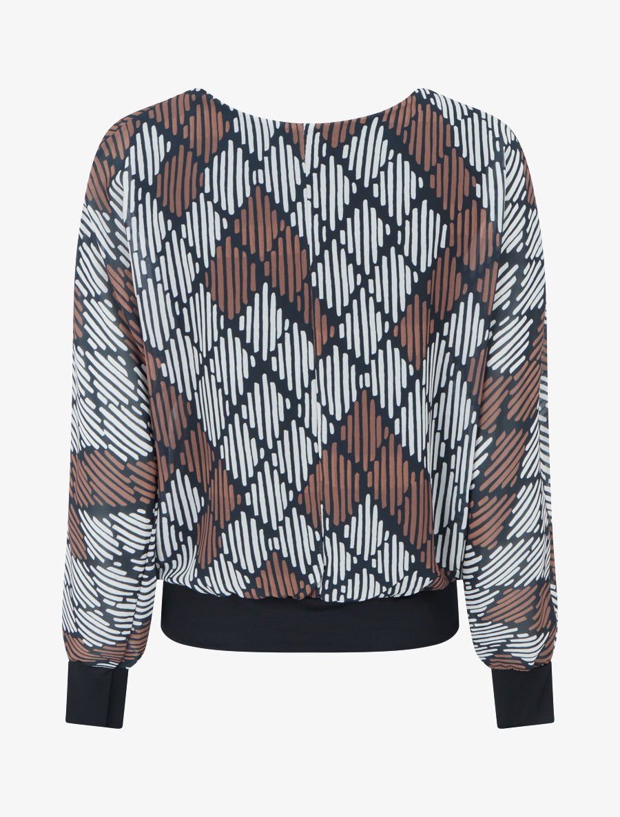 Blouse en voile imprimé graphique - Noir - 2