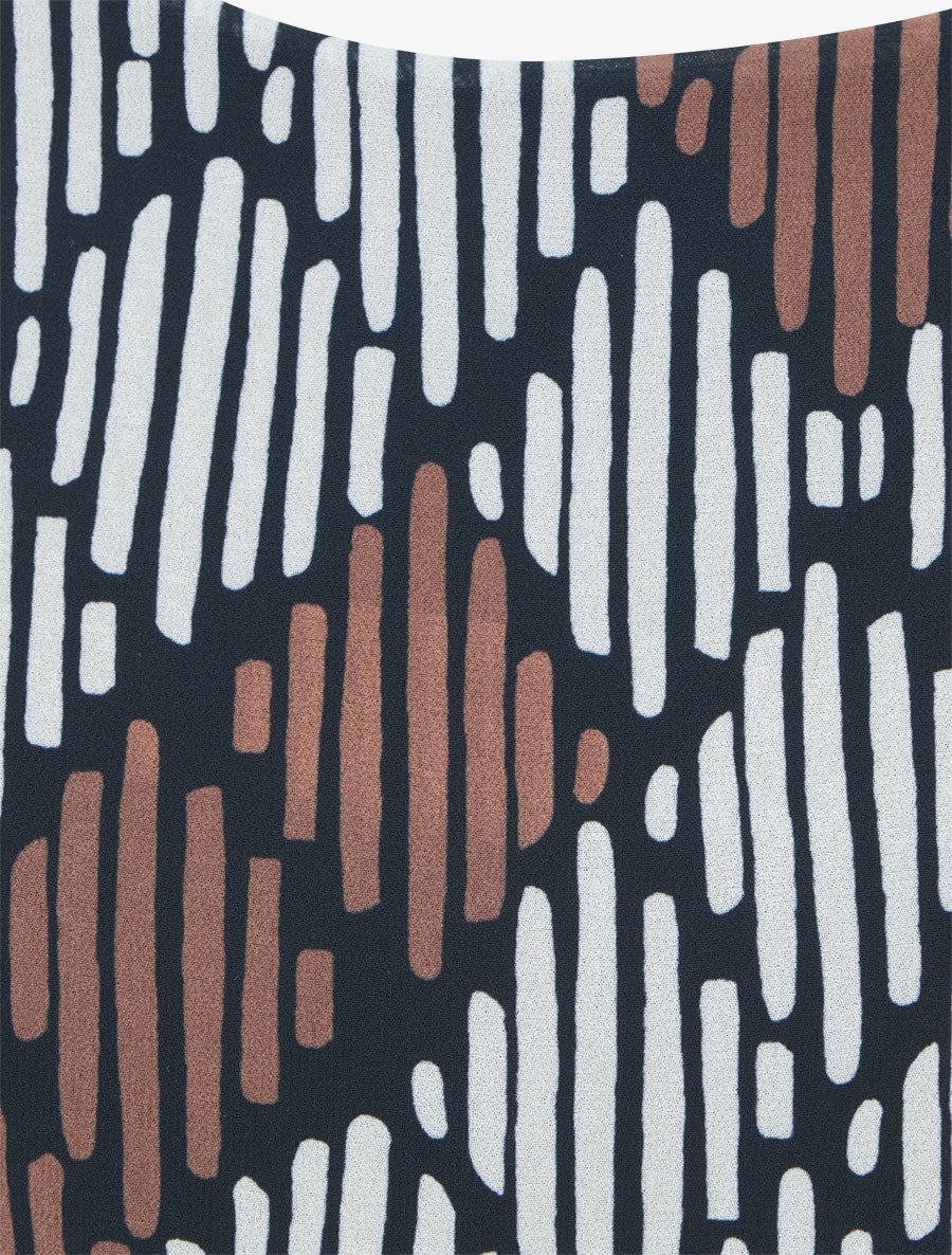 Blouse en voile imprimé graphique - Noir - 3
