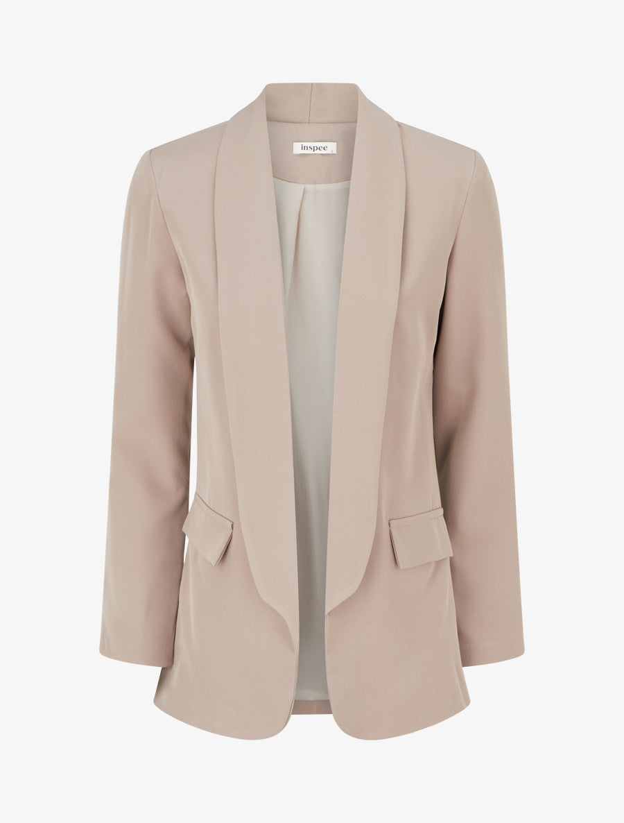 Blazer uni à poches décoratives - Taupe - 1