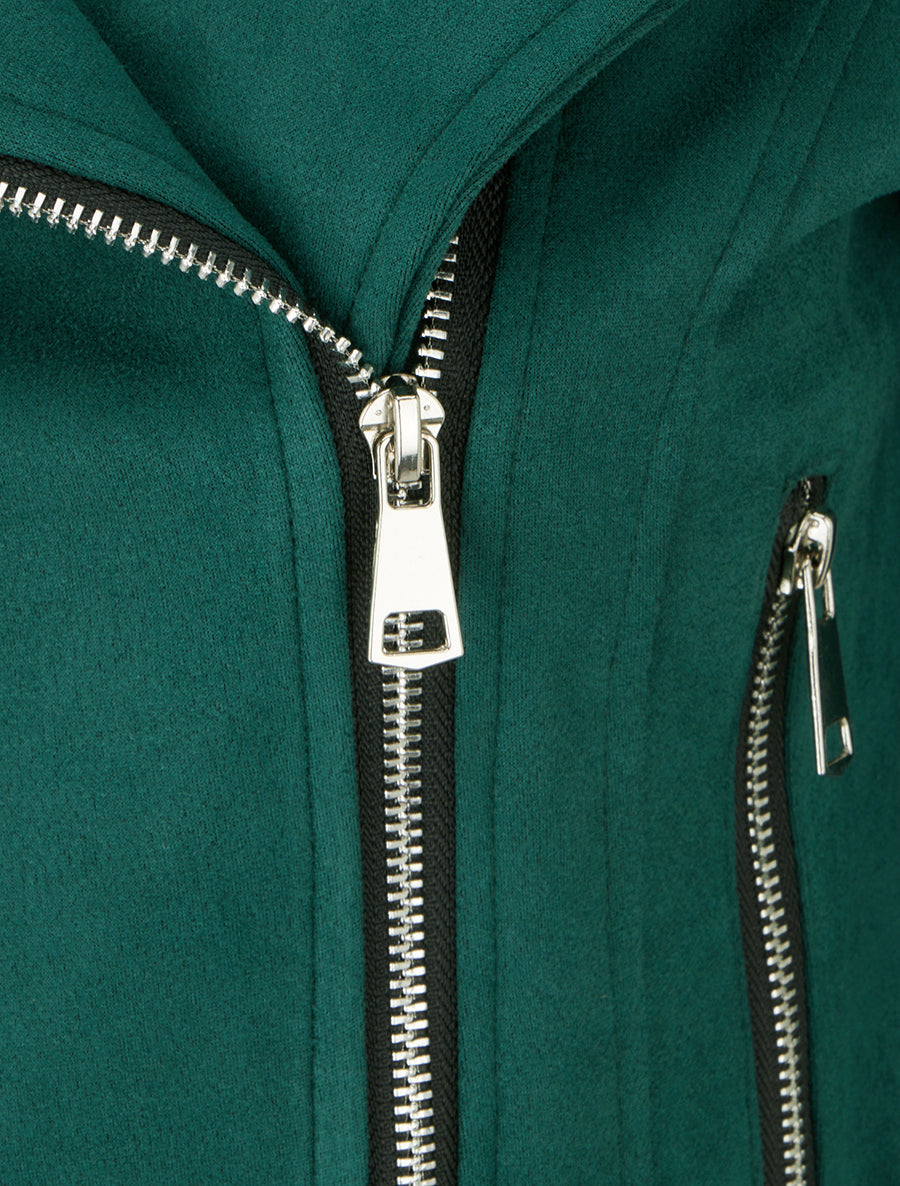 Veste en suédine à fermeture zippée - Vert sapin - 3