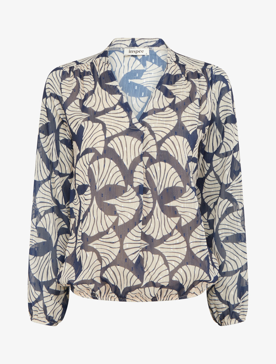 Top irisé en voile imprimé fantaisie - Marine - 1