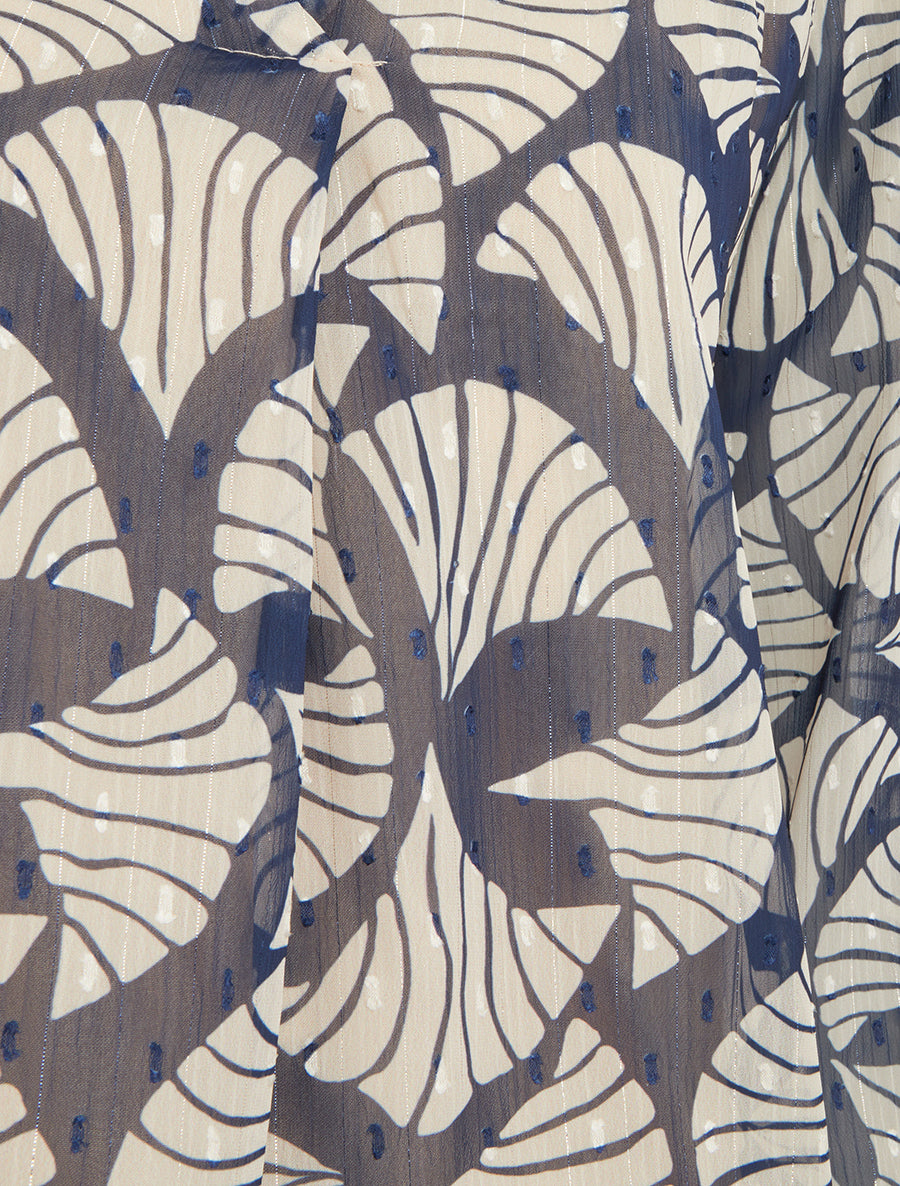 Top irisé en voile imprimé fantaisie - Marine - 3