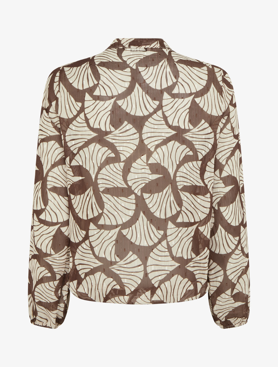 Top irisé en voile imprimé fantaisie - Marron - 2