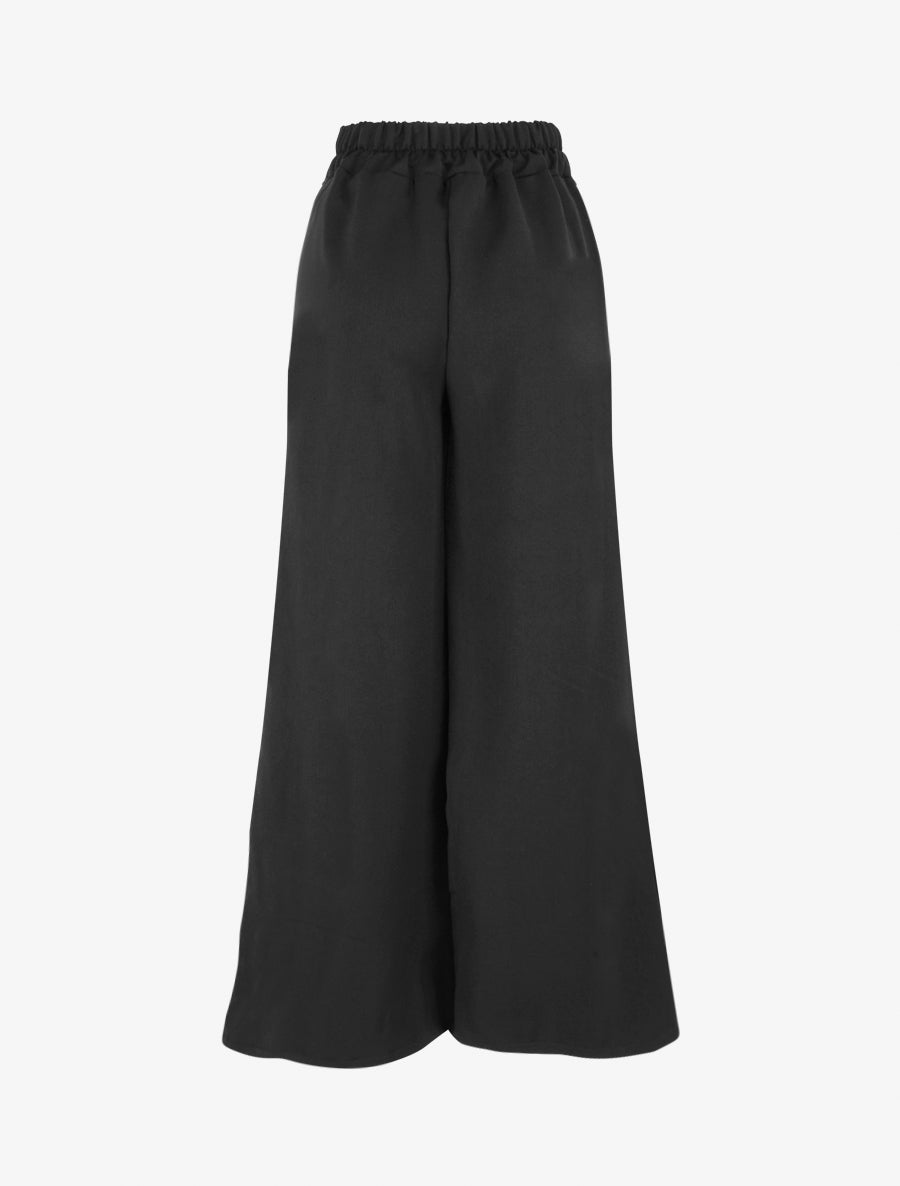 Pantalon ample uni à détail brodé - Noir - 2