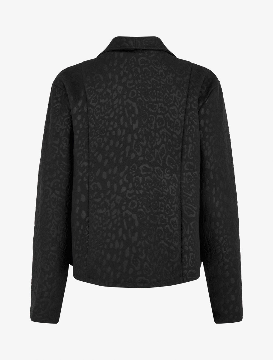 Veste boutonnée à motif léopard - Noir - 2