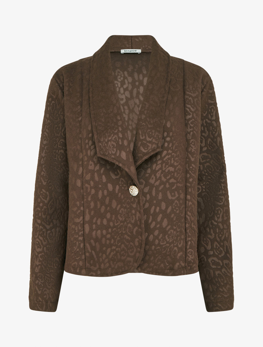 Veste boutonnée à motif léopard - Marron - 1