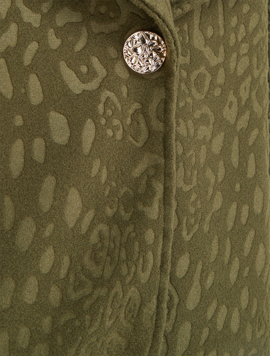 Veste boutonnée à motif léopard - Kaki - 3