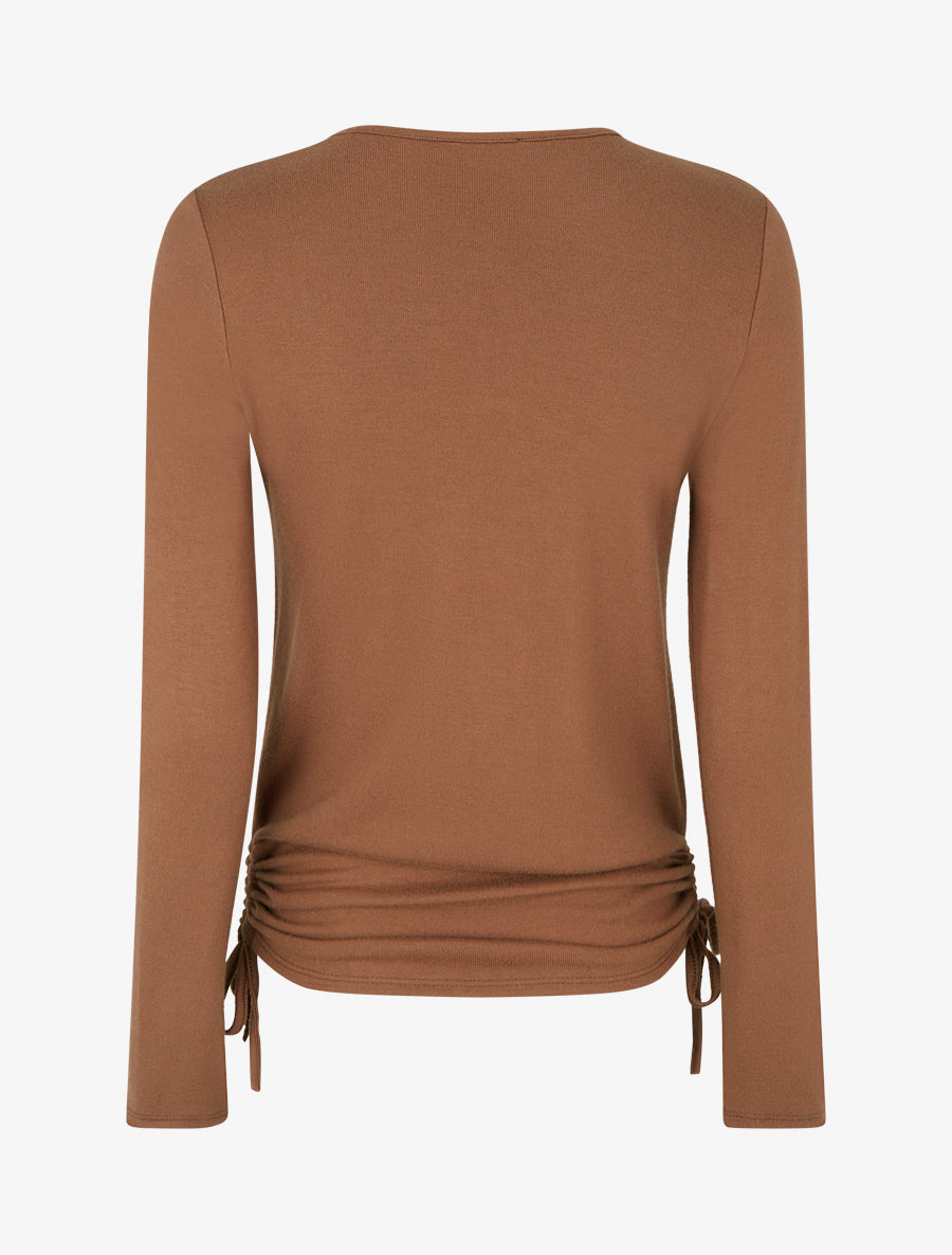 Pull à bords froncés et boucle décorative - Camel - 2