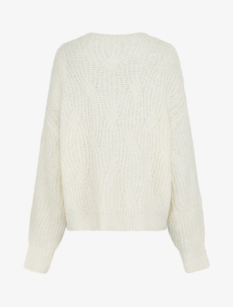 Pull uni en maille à détail irisé - Écru - 2