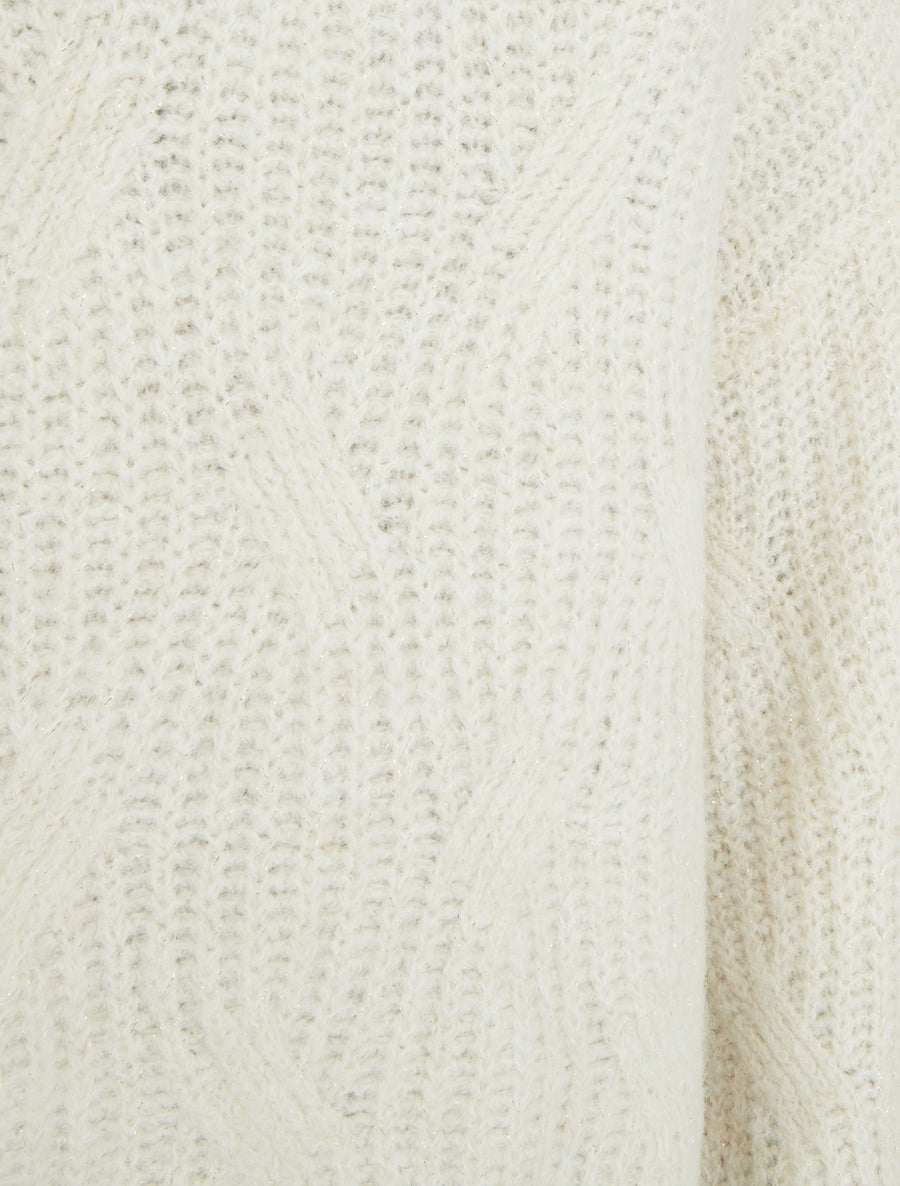 Pull uni en maille à détail irisé - Écru - 3