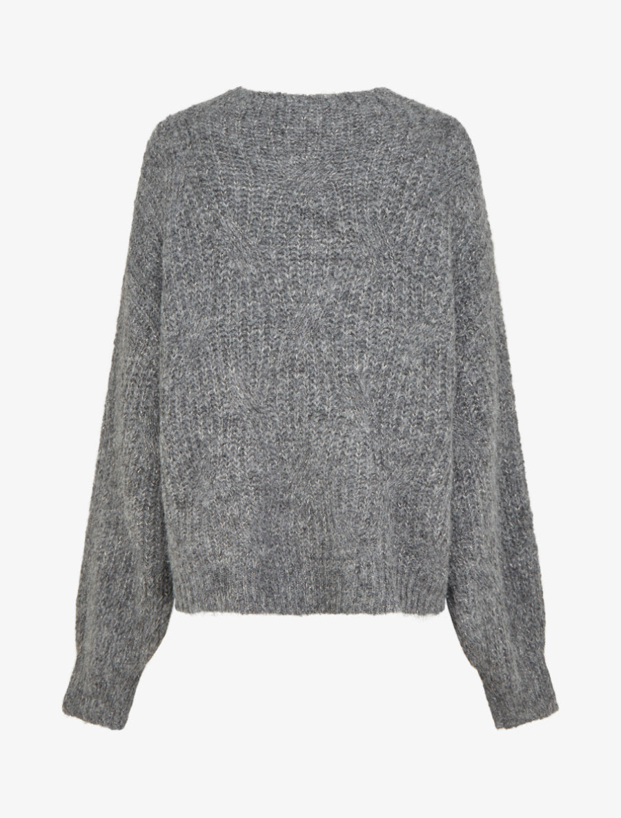 Pull uni en maille à détail irisé - Gris - 2
