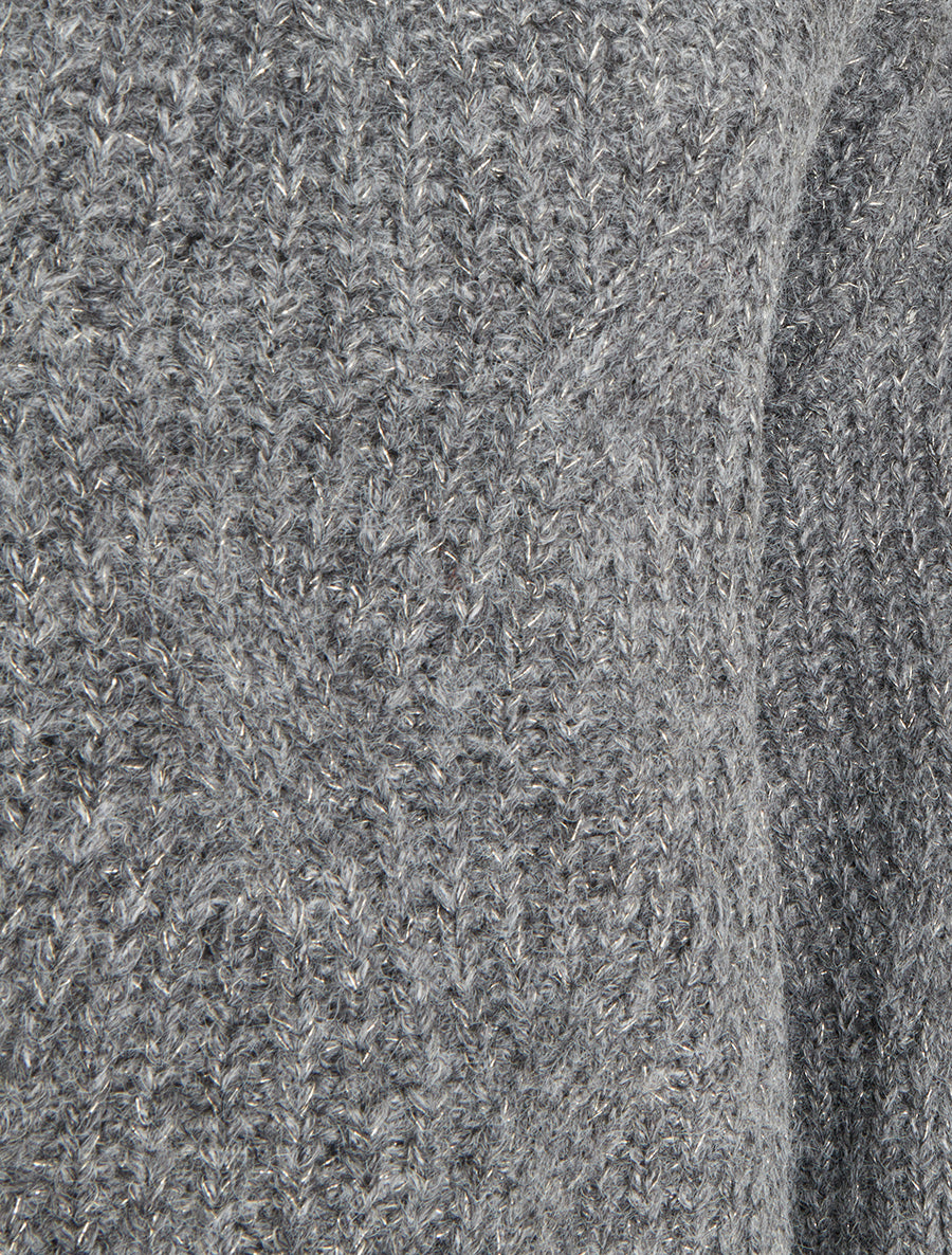 Pull uni en maille à détail irisé - Gris - 3