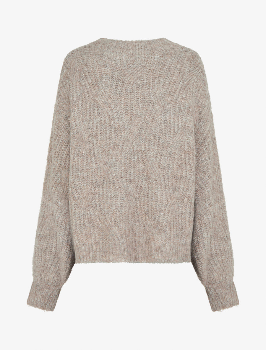 Pull uni en maille à détail irisé - Taupe - 2