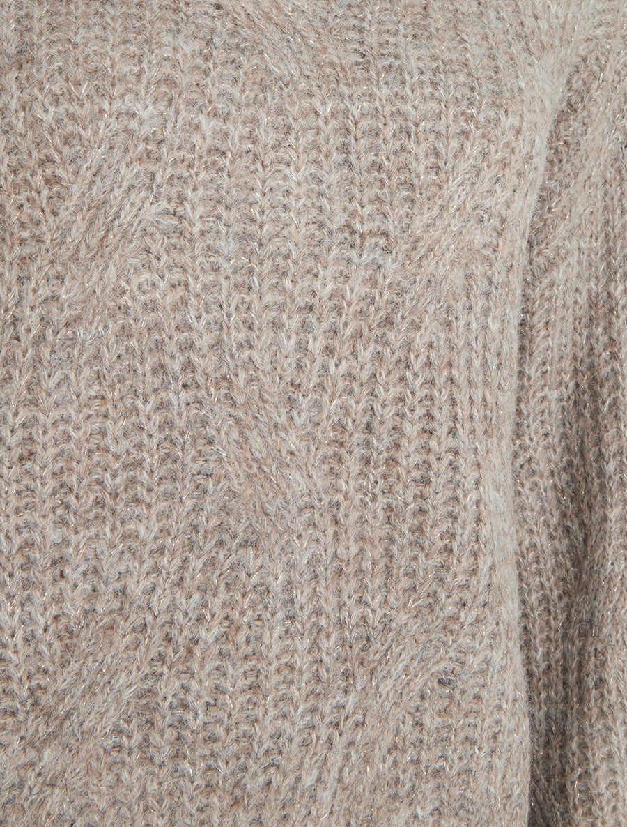 Pull uni en maille à détail irisé - Taupe - 3