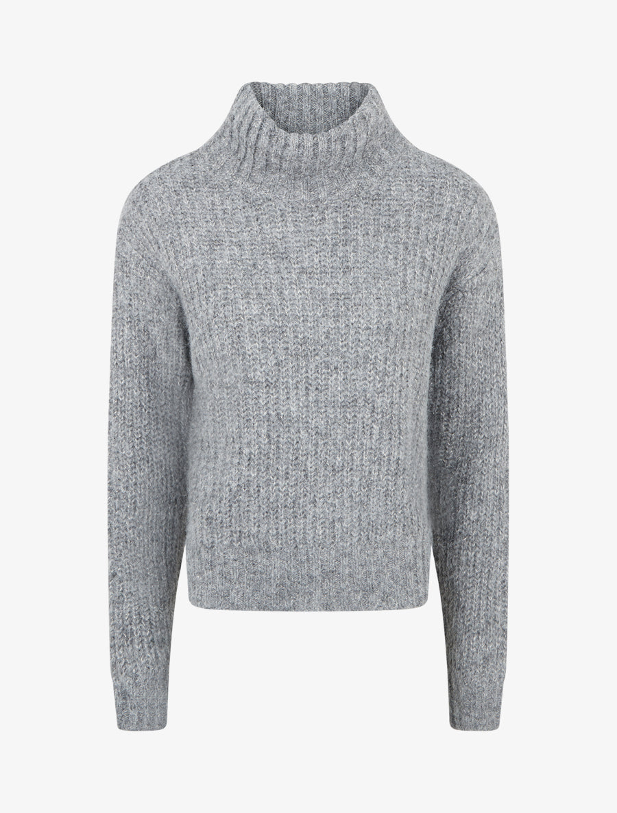Pull duveteux en maille irisée - Gris - 1