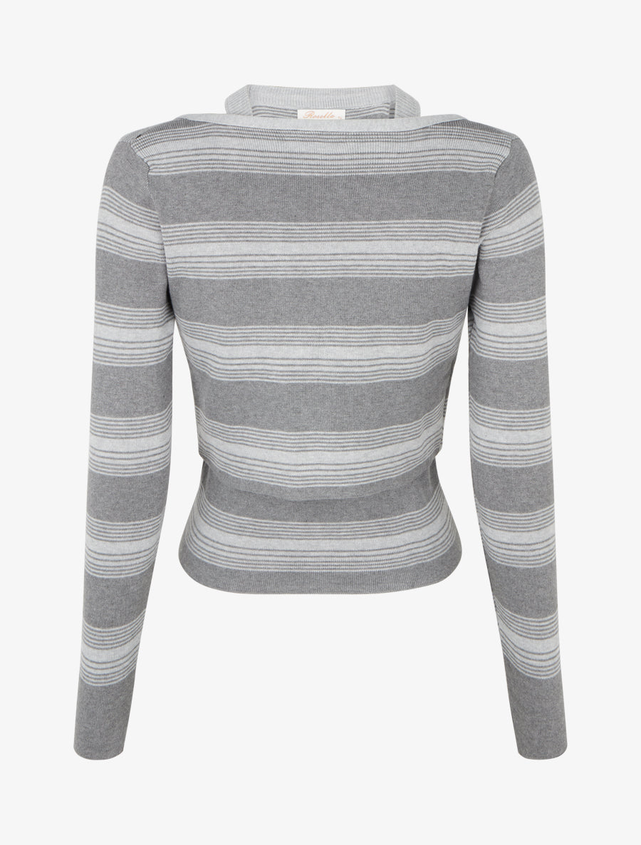 Ensemble boléro et débardeur à rayures - Gris - 2