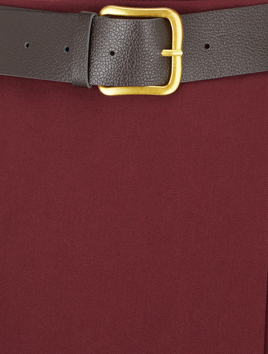 Jupe mi-longue style portefeuille - Bordeaux - 3