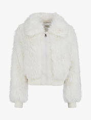 Blouson à empiècement fourrure synthétique - Blanc - 1