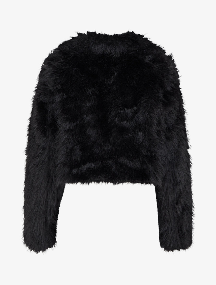 Blouson court à fourrure synthétique - Noir - 2