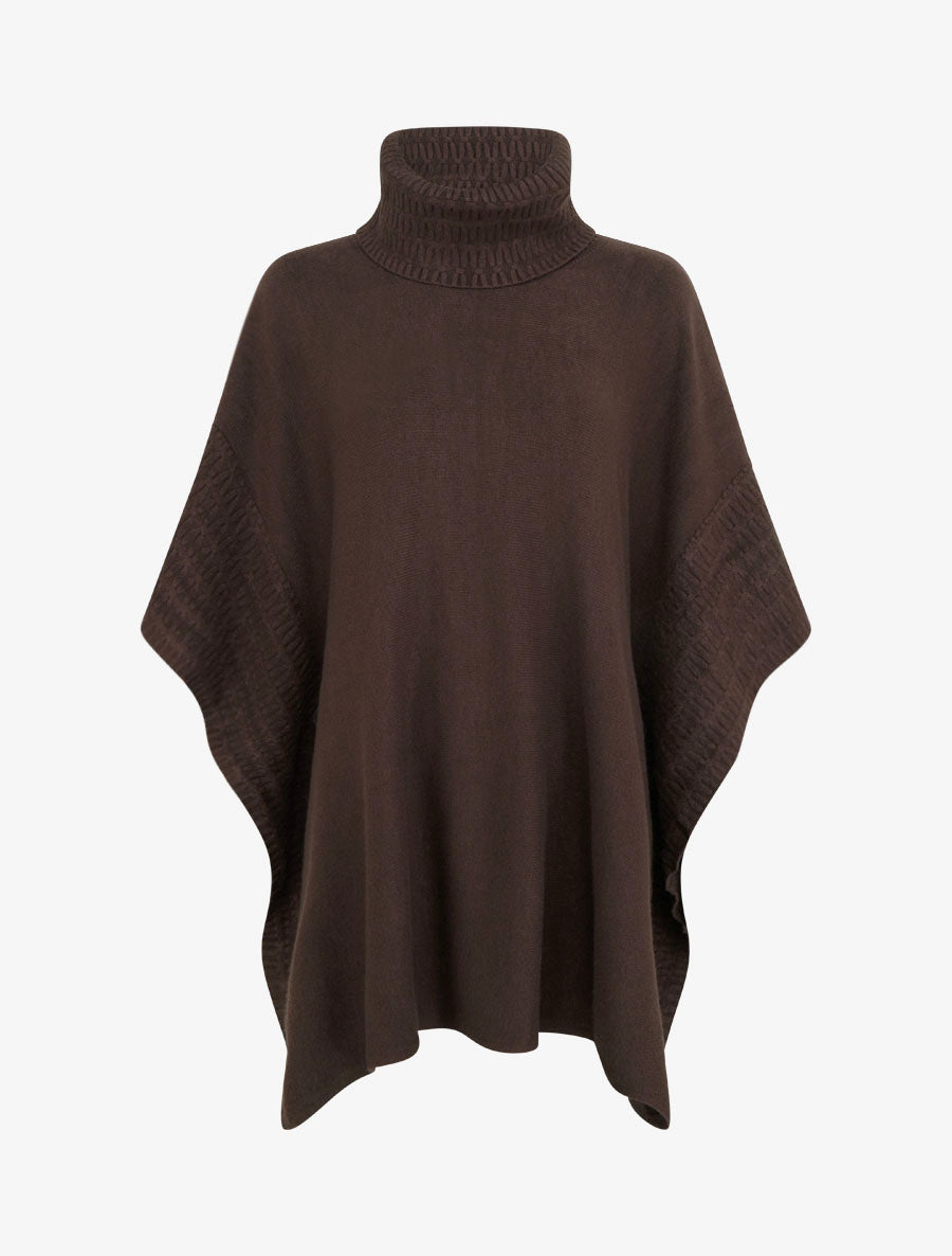 Poncho à col roulé - Marron - 1