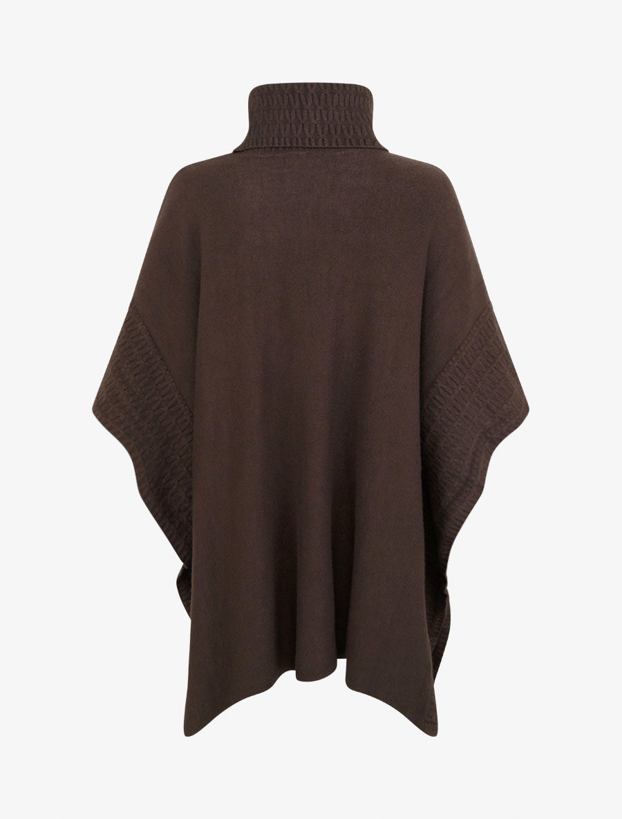 Poncho à col roulé - Marron - 2