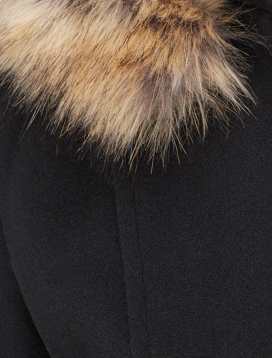 Manteau long à capuche et zip - Noir - 3