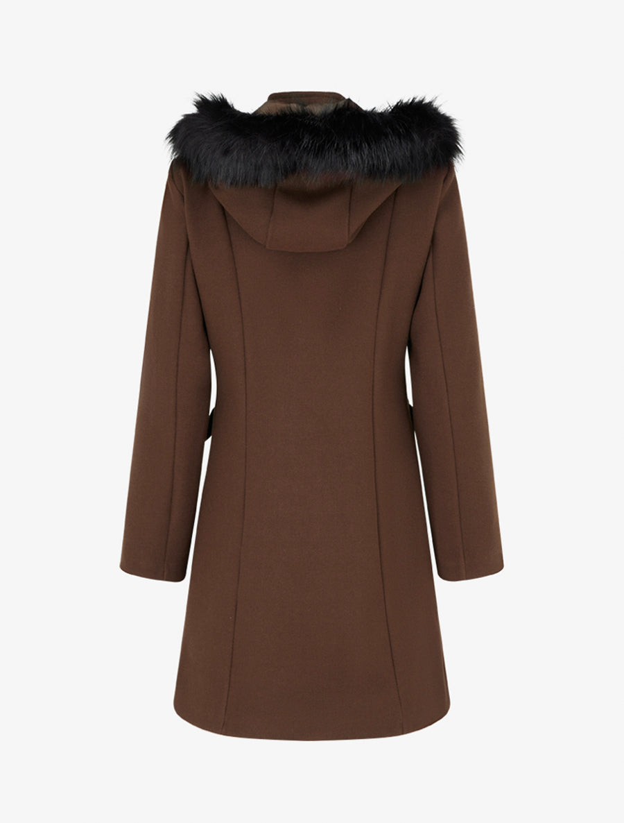 Manteau long à capuche et zip - Marron - 2