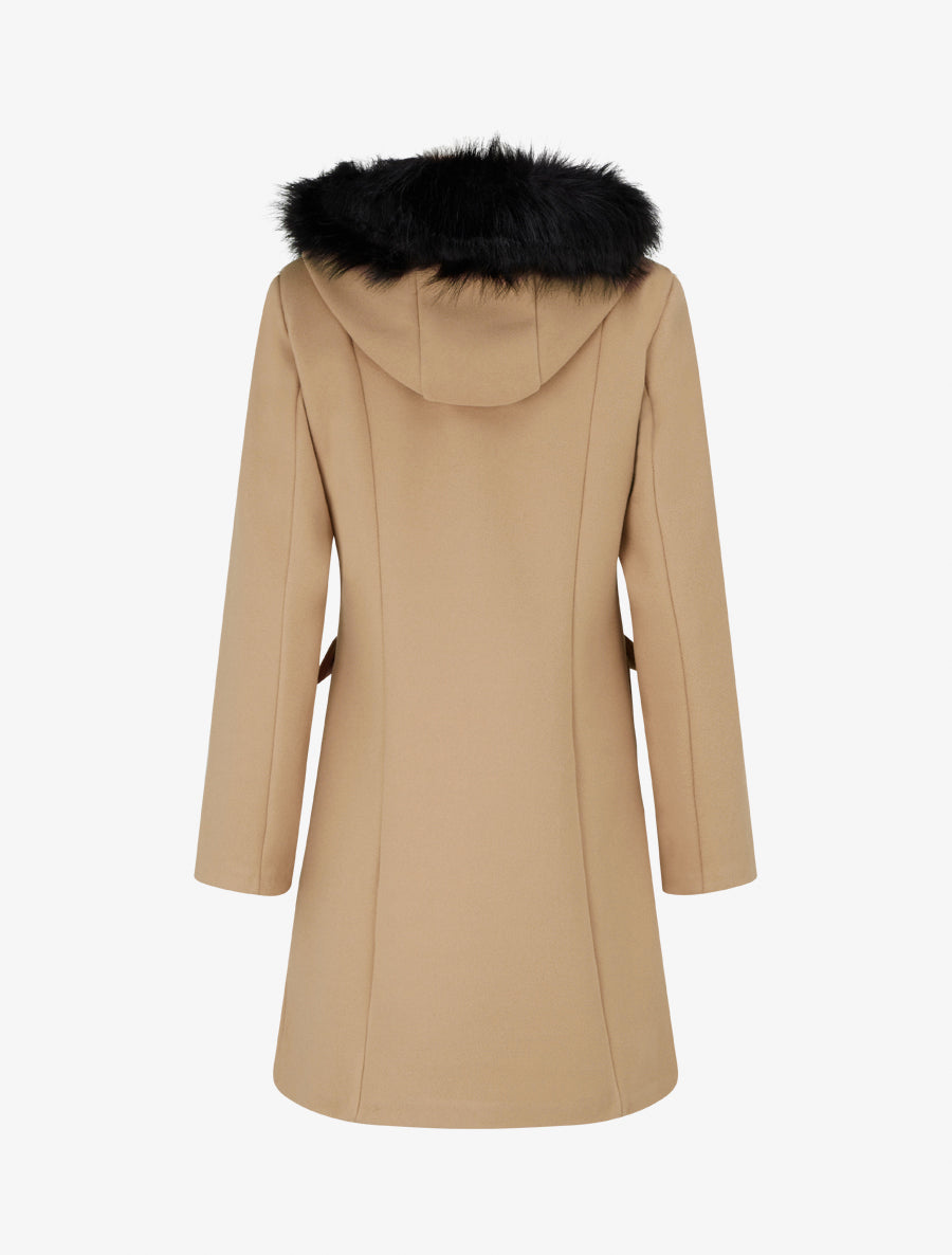 Manteau long à capuche et zip - Camel clair - 2